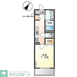戸田市笹目3丁目新築アパート 1Kの間取図画像