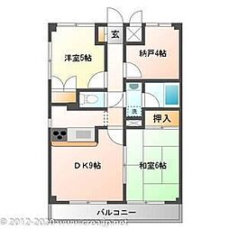 スカイビュウ11 3DKの間取図画像