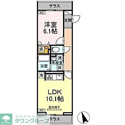 アヴニール コート 1LDKの間取図画像
