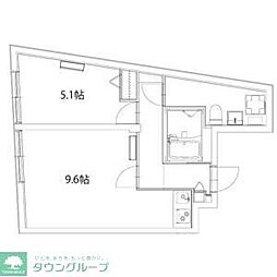 東武東上線 中板橋駅 徒歩3分の賃貸マンション 2階1LDKの間取り