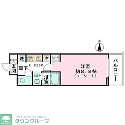 西武池袋線 富士見台駅 徒歩2分の賃貸マンション 1階1Kの間取り