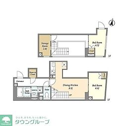 東京メトロ南北線 本駒込駅 徒歩3分の賃貸マンション 地下1階2SDKの間取り