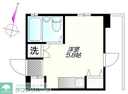 東武東上線 下板橋駅 徒歩10分の賃貸マンション 2階ワンルームの間取り