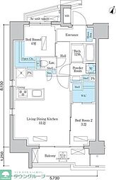 都営三田線 本蓮沼駅 徒歩4分の賃貸マンション 10階2LDKの間取り