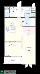 Voiture M'h 1LDKの間取図画像