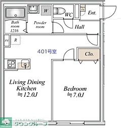 板橋区相生町マンション 1LDKの間取図画像