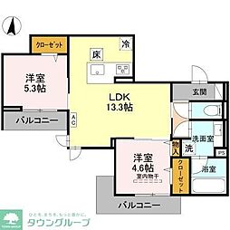 トリアングル 2LDKの間取図画像