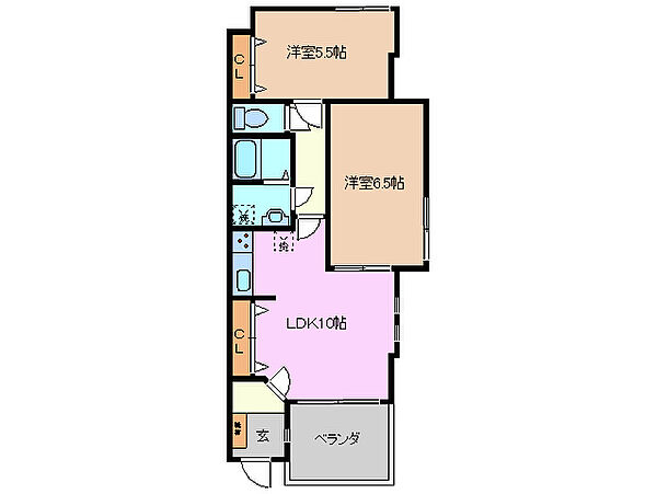 グランシスサウスウエスト 101｜三重県四日市市まきの木台２丁目(賃貸マンション2LDK・1階・51.99㎡)の写真 その2