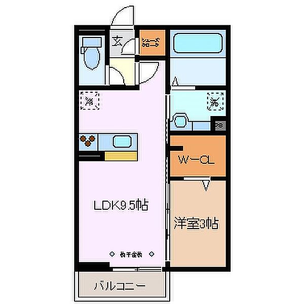 D-room別名　B棟 203｜三重県四日市市別名４丁目(賃貸アパート1LDK・2階・33.39㎡)の写真 その2