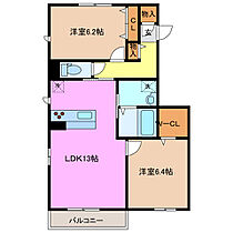 グランレトワール　A棟 202 ｜ 三重県四日市市松寺２丁目（賃貸アパート2LDK・2階・60.87㎡） その2