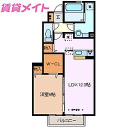 D-room別名A棟 1LDKの間取図画像