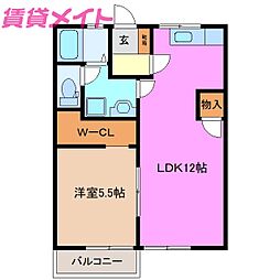 メープルマツモト 1LDKの間取図画像