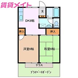 ノースエトランゼA 2DKの間取図画像