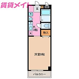 エスポワール生和 1Kの間取図画像