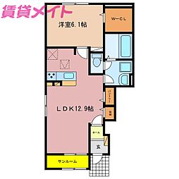 グレイスB 1LDKの間取図画像