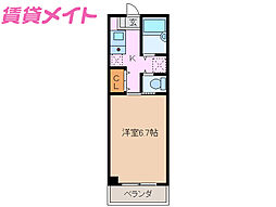 アーバンハイツ藤 1Kの間取図画像