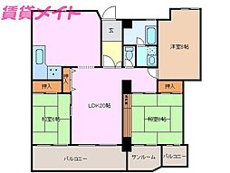 ロイヤル東海川原町 3LDKの間取図画像