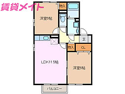 グラティチュードE 2LDKの間取図画像