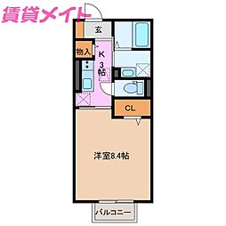 D-ROOMYH 1Kの間取図画像