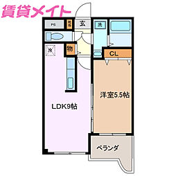 プロニティケン 1LDKの間取図画像