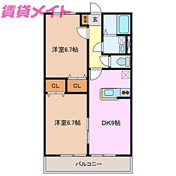 Harmonate-1 2DKの間取図画像