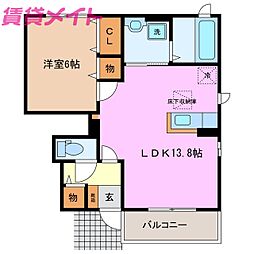 マハロ 1LDKの間取図画像