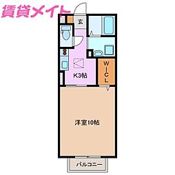 大和の里4 1Kの間取図画像