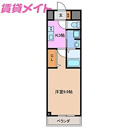 M's2 1Kの間取図画像