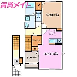 ヴィオラ2 1LDKの間取図画像