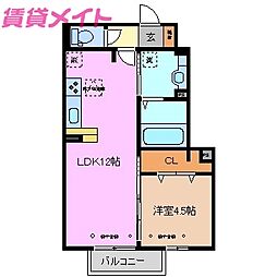 カーサヴィータ 1LDKの間取図画像