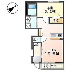 エクセレント 1階1LDKの間取り