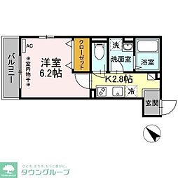 マ・メゾン鵠沼花沢A 1Kの間取図画像