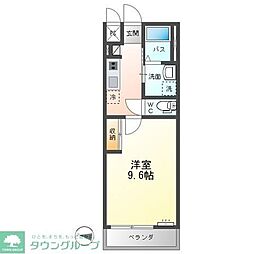 グランディール小田原 1Kの間取図画像