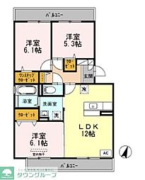 スカイハイム 3LDKの間取図画像