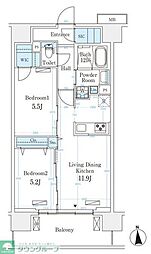 ハビテ本厚木 2LDKの間取図画像
