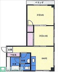 ニューフラット2 2DKの間取図画像