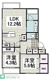平塚市老松町マンション 2LDKの間取図画像