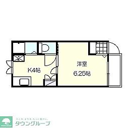 つゆきハイム 1Kの間取図画像