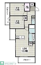 Riva Sakuragaoka 2LDKの間取図画像