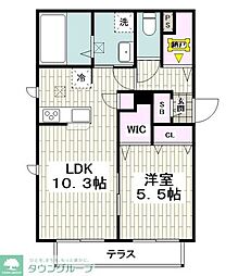 リバージュ元町2 1LDKの間取図画像
