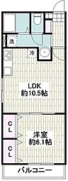 メゾントレゾアドゥズィエム 1LDKの間取図画像