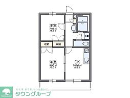 レオパレスカサデフローレス 2DKの間取図画像