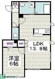 ロア六道乃辻 1LDKの間取図画像
