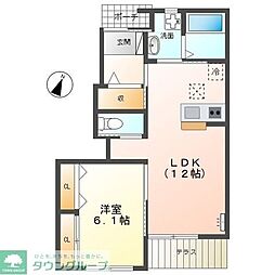 ヴェルデュール 1LDKの間取図画像