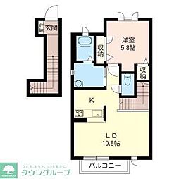 レクエルドA 1LDKの間取図画像