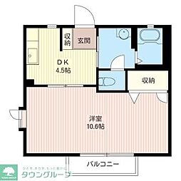 エスペランサ平塚 1DKの間取図画像