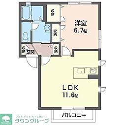 クリアフィールド 1LDKの間取図画像