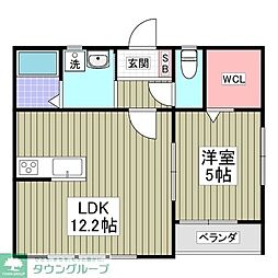 ES鴨宮 1Kの間取図画像