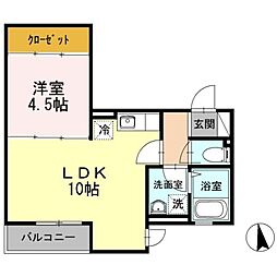 アルウス湘南 1LDKの間取図画像