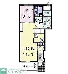 カレントヒル 1LDKの間取図画像